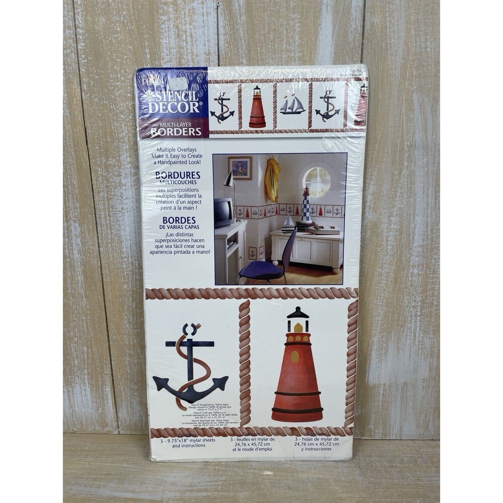 Plaid Stencil Decor (26711) Nautical - Anchor, Lighthouse, Sail Boat New